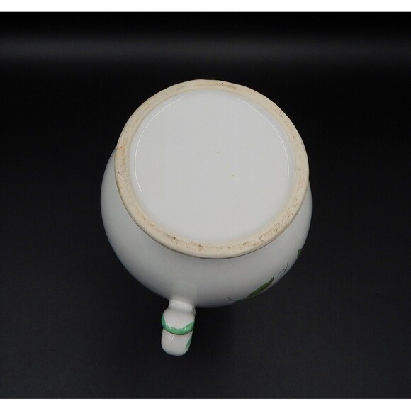 White Flowered Ceramic Water Pitcher Jug Transferware 9 Inch Vase - Picture 8 of 9